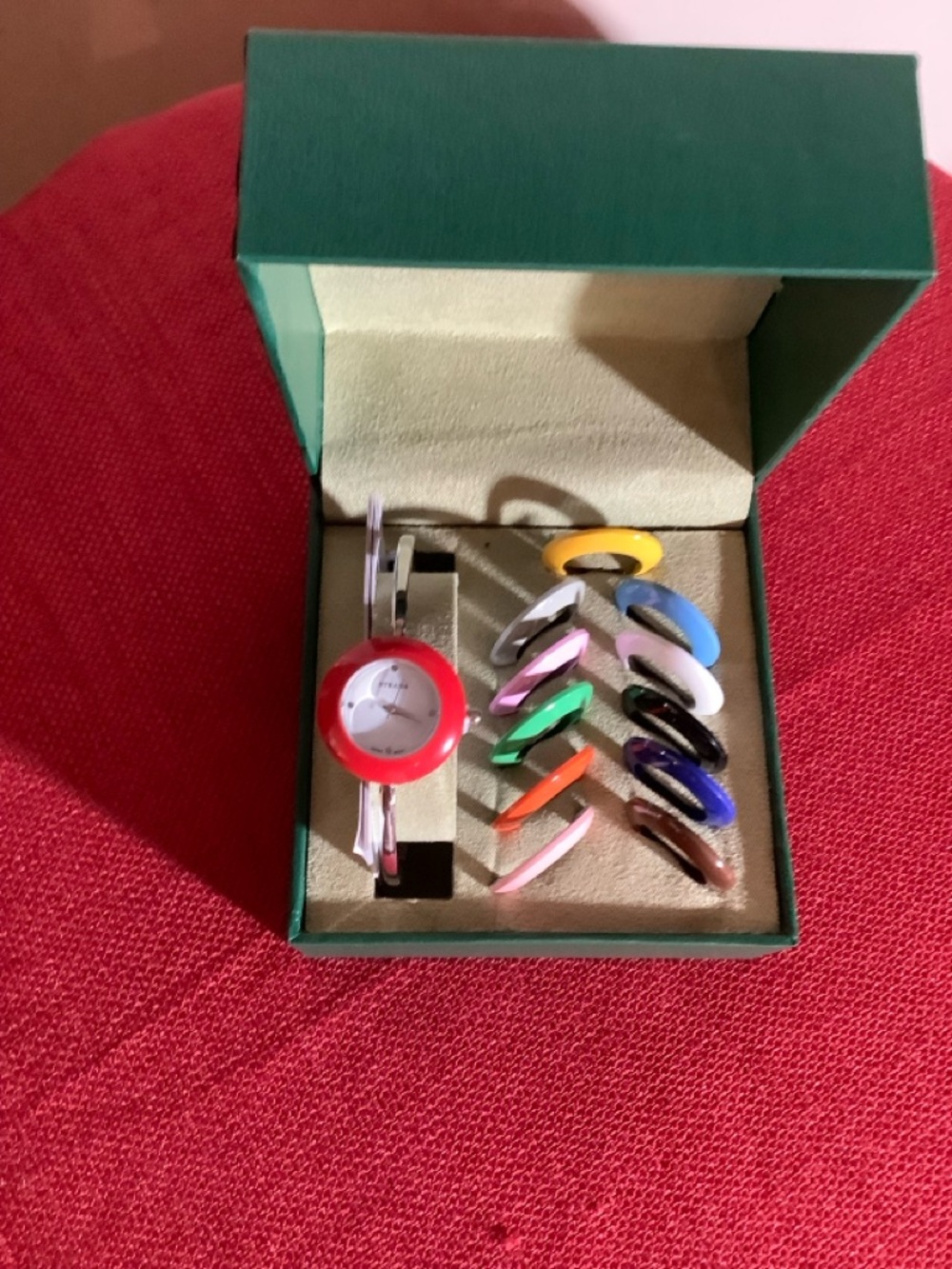 Strada Women's Interchangeable Bezel Watch - Silver with 12 Multi-Color Bezels